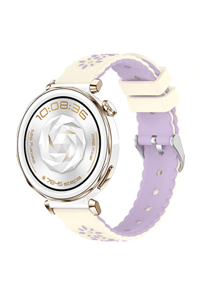 Sneezy ساعة هواوي واتش جي تي 5 برو 42 ملم، حزام سيليكون ناعم بنمط زهور، حزام ...