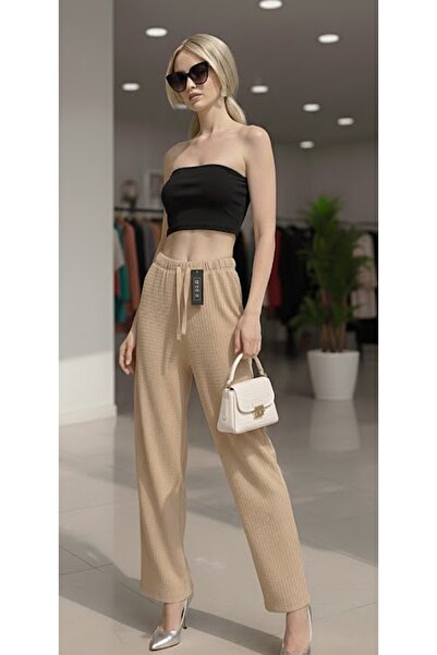 THEBEK Women's Bubble Loose Summer Casual Loose Cut Elastic Pipe Leg Trousers