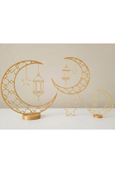 MidoriWorks Ramazan Özel 3'lü Dekor Seti - Gold Hilal, Yıldız ve Fener Temalı...