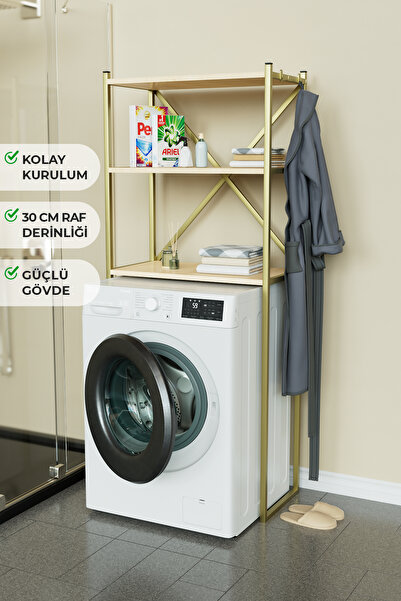 Hediyeler Kapında Çamaşır Makinesi Üstü Düzenleyici 3 Raflı Banyo Organizer
