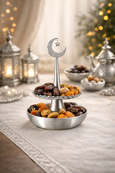 lysiaaccessory Ramadan Themed Double-Layered Decorative Presentation Stand wi...