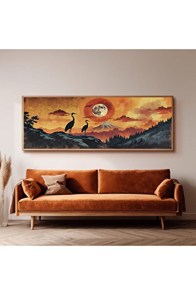 Dekorsiahome Ahşap Çerçeveli Panoramik Oturma Odası Salon Tablosu UZ0167