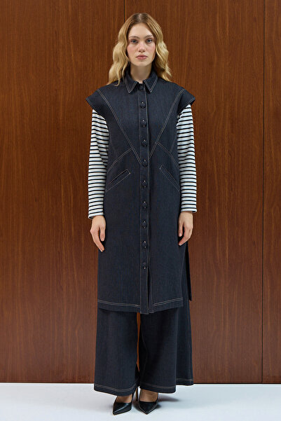 MISS DALIDA Bol Paça Basic Denim Pantolon Navy