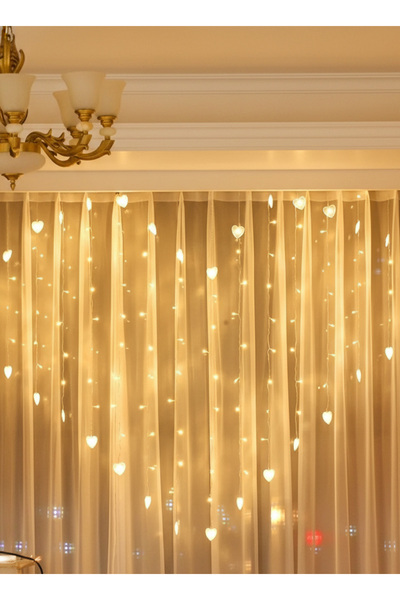 Generic Heart LED Curtain Lights: Romantic Decor & Ramadan Glow, 8 Modes with...