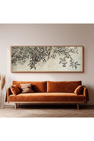 Dekorsiahome Ahşap Çerçeveli Panoramik Oturma Odası Salon Tablosu UZ0197