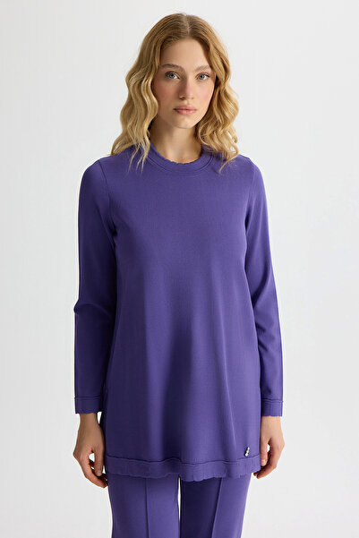 MISS DALIDA Dar Paça Basic Triko Pantolon Mor