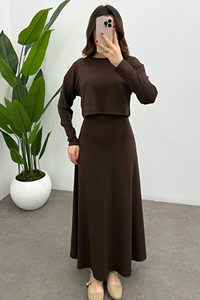 Bipantolon Women's Bitter Brown Modal Blouse Double Suit