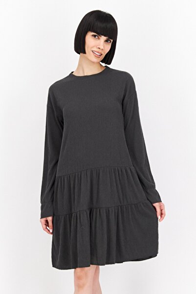 Noisy May Women Textured Midi Dress, Grey