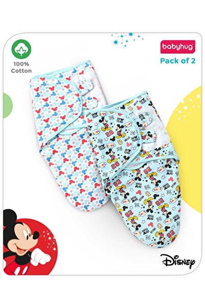 Babyhug Disney قماط بنقشة ميكي ماوس، ناعم، خفيف، لطيف على البشرة، مناسب للأطف...