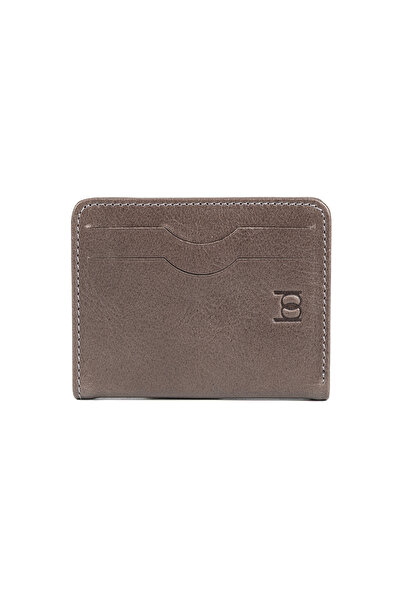 BAYDERİ Coewl Leather Magnetic Card Holder Dark Mink