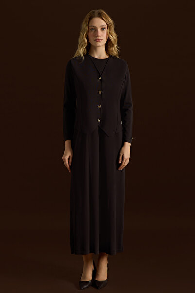 MISS DALIDA Düz Renk Rahat Kalıp Elbise Kahverengi