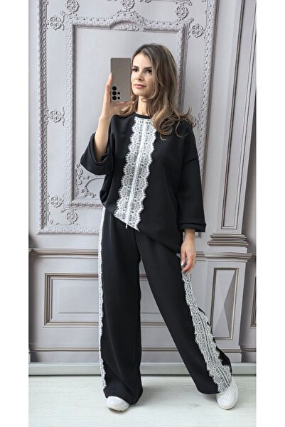 MAXORA SHOP Women's set with trousers and blouse decorated with Lace and eleg...