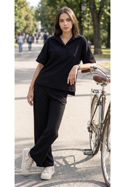 Amia&Co. Oversize Elastic Fabric Pants Women