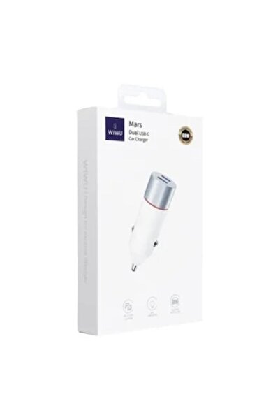 WIWU Încărcător auto, WiWU, seria Mars, 2x USB-C, 2x 30W PD+QC, alb