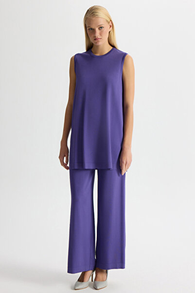 MISS DALIDA Basic Kolsuz Triko Tunik Mor