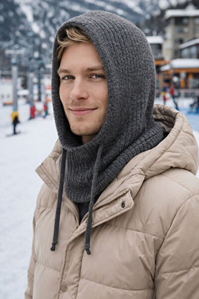 BALIENTE Anthracite Wool Premium Balaklava Men's Beanie Hat