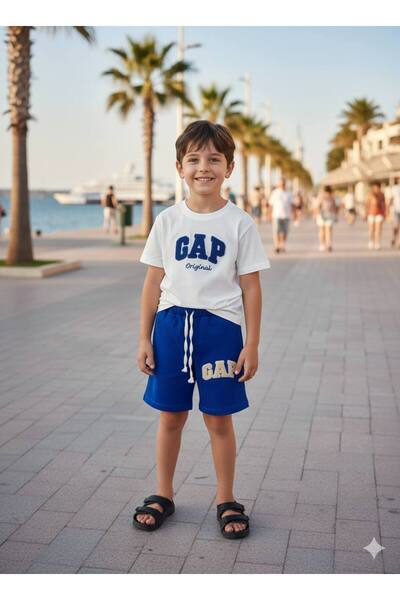 NOBLEKIDS Süzene Embroidery Detailed T-Shirt & Embroidery Logo Shorts Set – B...