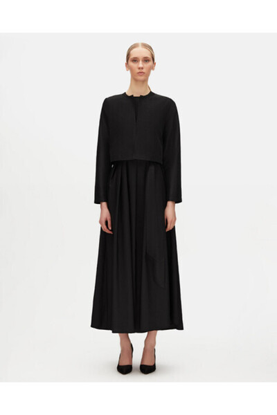 MISS DALIDA T25Y-8049 Kısa Tafta Ceket BLACK