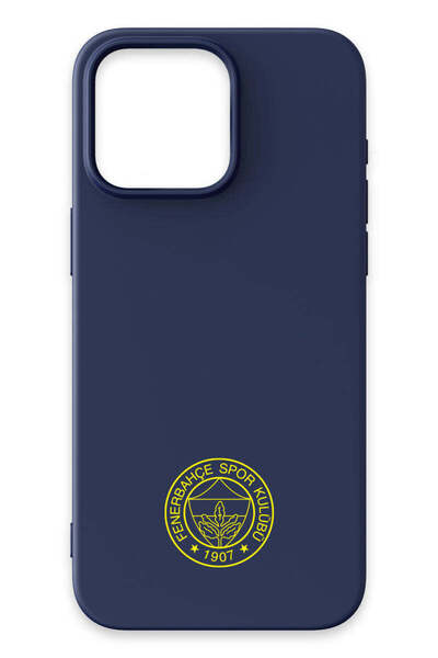 Fenerbahçe iPhone 15 Pro Max Uyumlu Sarı Arma Lacivert Silikon Lisanslı Telef...