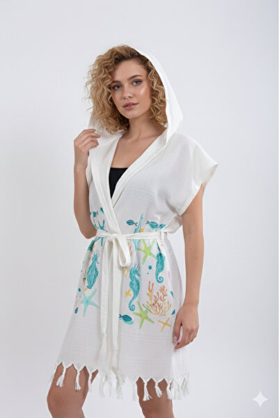 tarzQeen peştemal 100% Bambu deniz altı deseni plaj yelek sabahlık