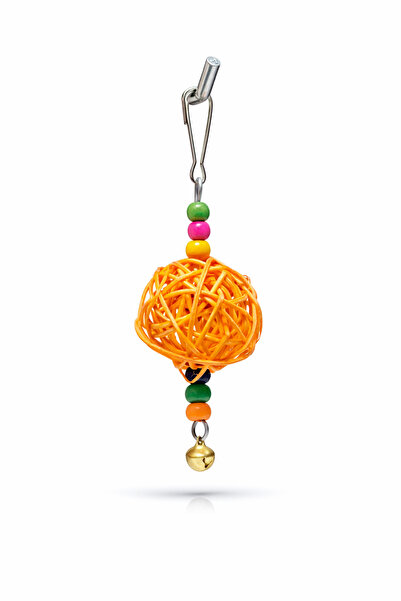 Papağanhane لعبة طائر الحب الطائر مع جرس وخرز وكرة من القش البرتقالي وقفص معل...