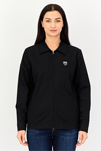 Vans Women Long Sleeve Graphic Print Jacket Shirt, Black