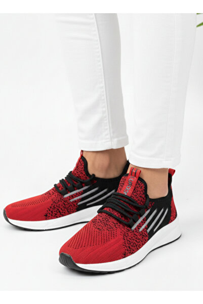 homiro Πλεκτά με κορδόνια Unisex Αθλητικά Παπούτσια-Κόκκινο Μαύρο