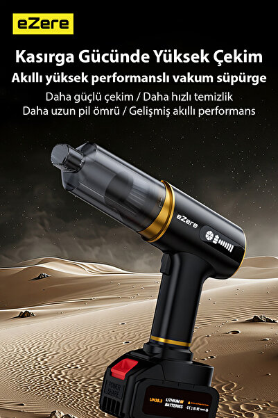 EZERE ST-6609C 20000pa Güçlü Dijital Göstergeli Vakumlu Kablosuz Üflemeli Araç Süpürgesi