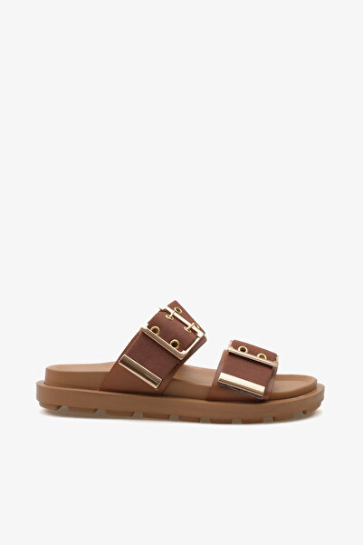 LOJO Women's Double-Strapped Gold Buckle Thick Sole Casual Slippers Kea Coffee