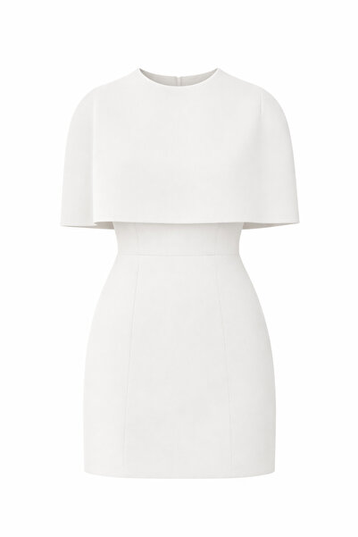 HAZELANNA Рокля „Атлас Пелерин“ в бяло