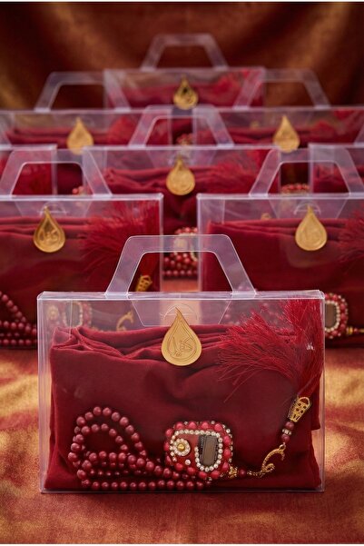 kefilhac Çanta İçinde Flamlı Eşarp İnci Tesbih Taşlı Zikirmatik 10 Adet Mevlü...