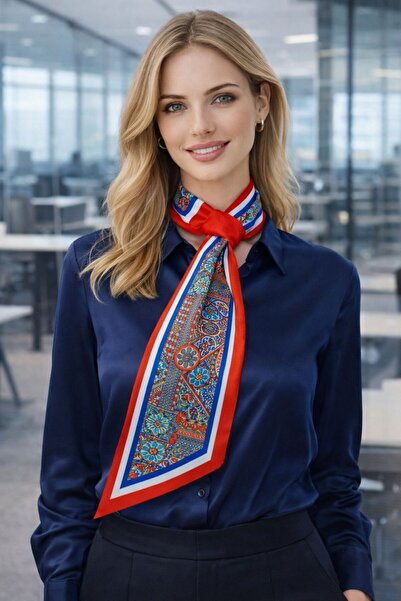 MARBERRY Flr09 Premium Patterned Tie-Back Women's Neck Scarf 60X13 cm