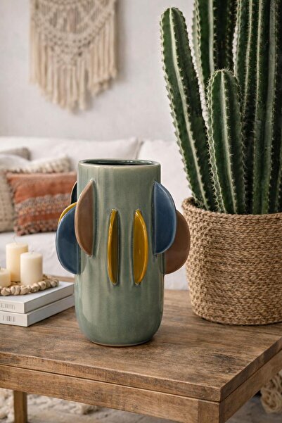 AYDINEV Cactus Model Design Abstract Vase 19X26 Tkebt Colorful