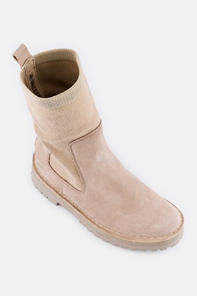 CLARKS Women Rock Knit Slip On Mid Calf Boots, Beige