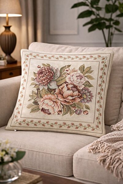 Yeshome Collection غطاء وسادة منسوج من بيلا فلورا مقاس 45x45 سم بنمط ثنائي ال...