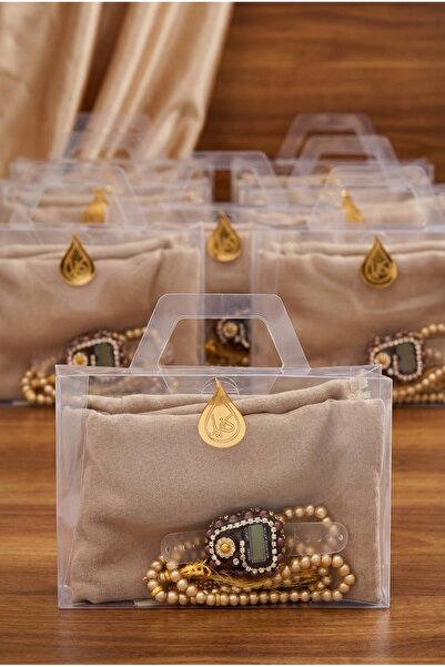 kefilhac Çanta İçinde Flamlı Eşarp İnci Tesbih Taşlı Zikirmatik 10 Adet Mevlü...