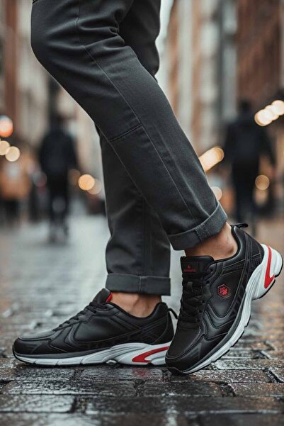 lumberjack Men's Black Sneaker - Dynamic Design Sports Shoes with Red Detailing