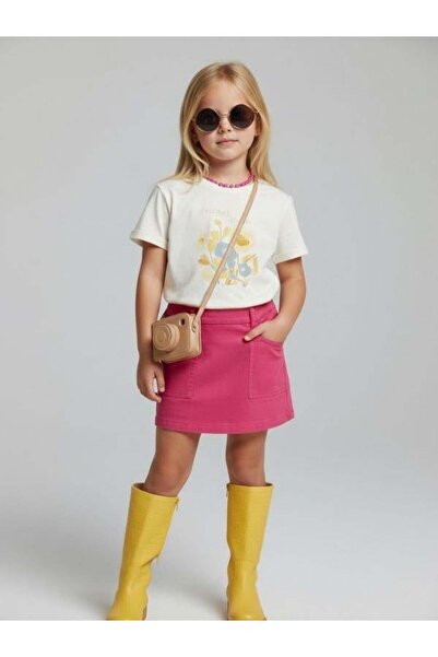 Zekids Girl's Floral Touch Printed Cotton T-Shirt