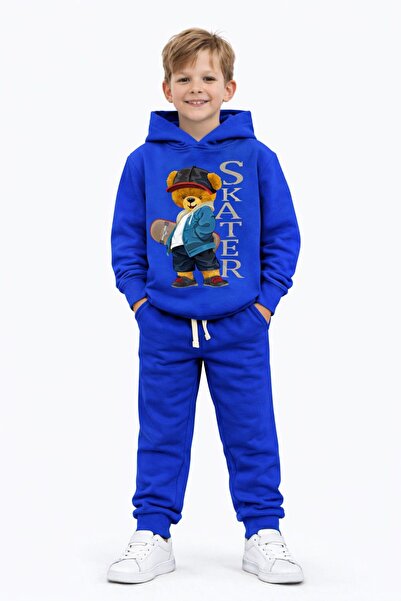 ues Set de trening pentru băieți cu imprimeu ursuleț Saks Skater