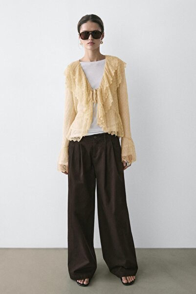 Massimo Dutti Pensli saten yüzeyli pantolon