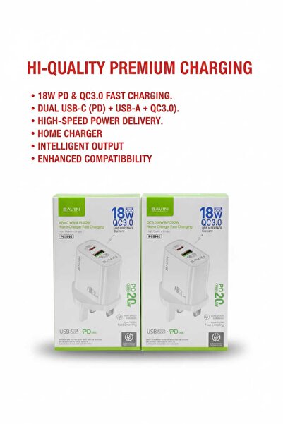 Bavin QC3.0 18W & PD20W HOME CHARGER FAST CHARGING