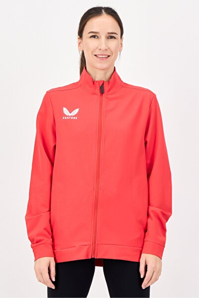Castore Women Sportswear Fit Long Sleeve Training Track Jacket, Red