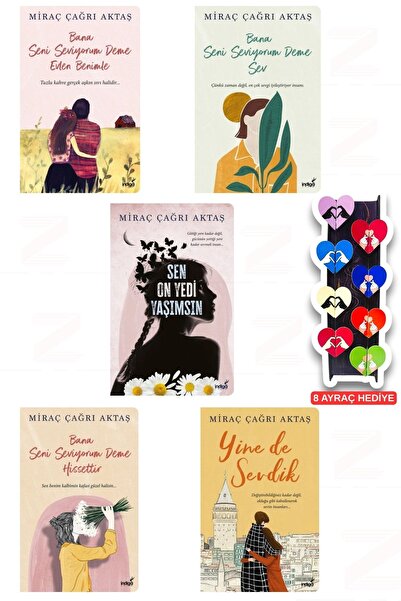 İndigo Kitap Miraç Çağrı Aktaş Seti 5 Kitap Set-8'li Özel Tasarım Kalp Ayraç ...