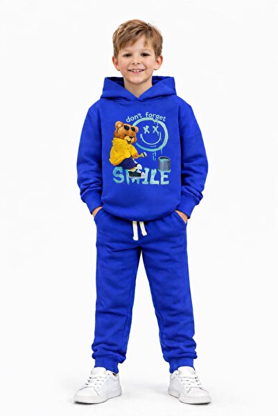 ues Kobalt plava Medvedić Štampano Sa kapuljačom Trenerka za dečake