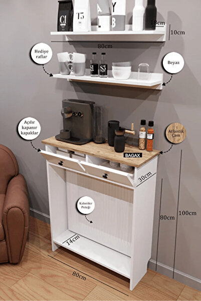 BAGAX Petek Üstü Dresuar 80x30x100 cm | Radyatör Kaplama Dresuar ve 2 Adet Du...