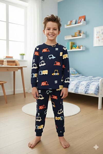 Rubeto Kids طقم بيجامة للأولاد من 3-13 سنة بنمط سيارة، مصنوع من القطن بنسبة 1...