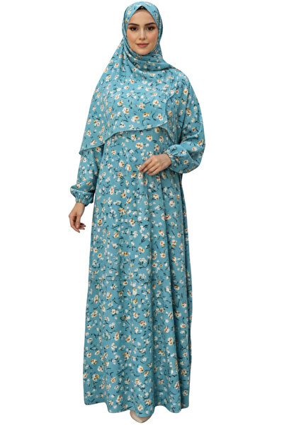 ABSHIR Women's Prayer Dress Muslim,Floral Print, Long Sleeve, Modest Islamic ...