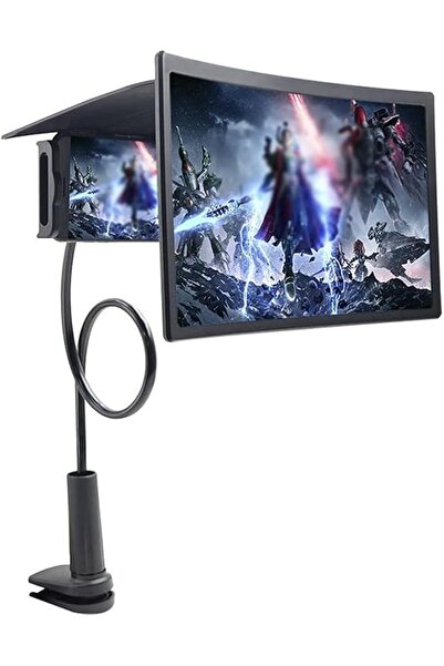 Mi7a 12" Kavisli Telefon Ekran Büyüteci 3D Projektör Standı (Tüm Telefonlara ...
