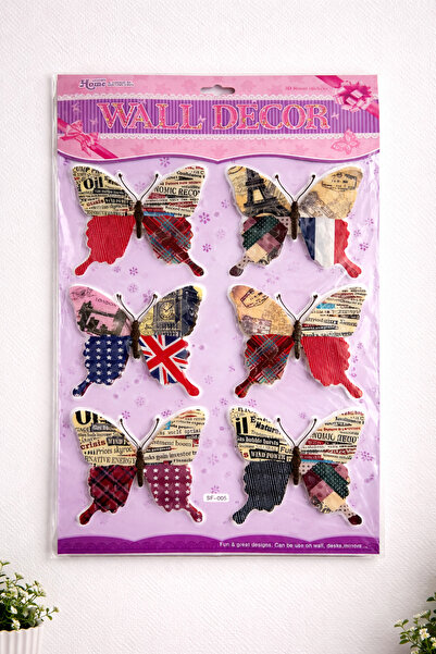 PARTİPORT 3D Butterfly Wall Decoration – 6-Pack Adhesive Wall Decor with Vint...