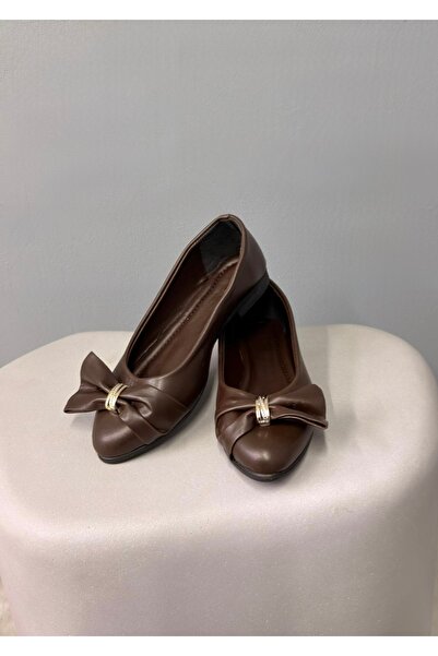 Beyond Women's Brown Leather Buckle Bow Ballerinas 1.5cm Byndi̇mj02